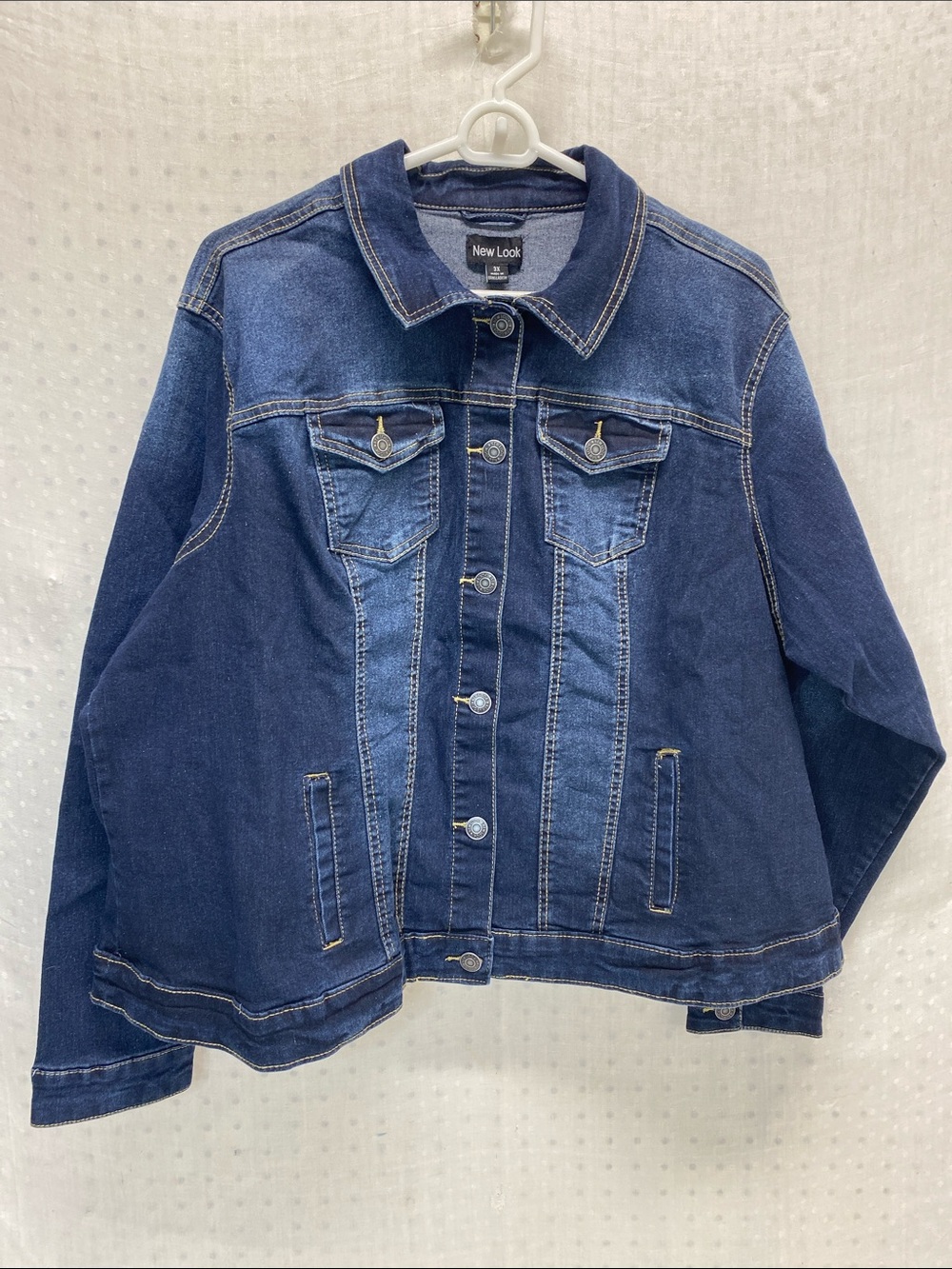 New Look Womens Blue Denim Jean Jacket Plus Size 3X Button Front